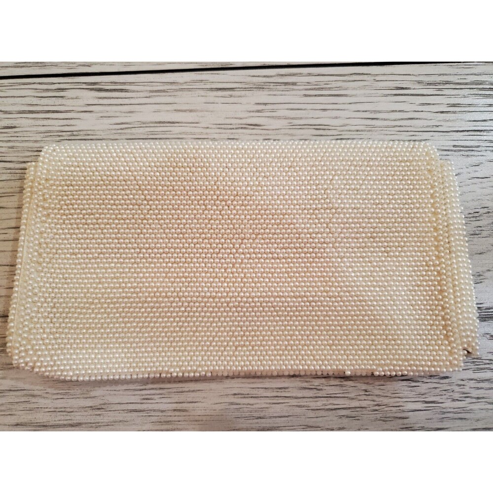 Emson Off-White Beaded Evening Wear Clutch Made in Japan Vintage - Picture 2 of 9